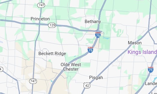 Service area coverage in South West Ohio